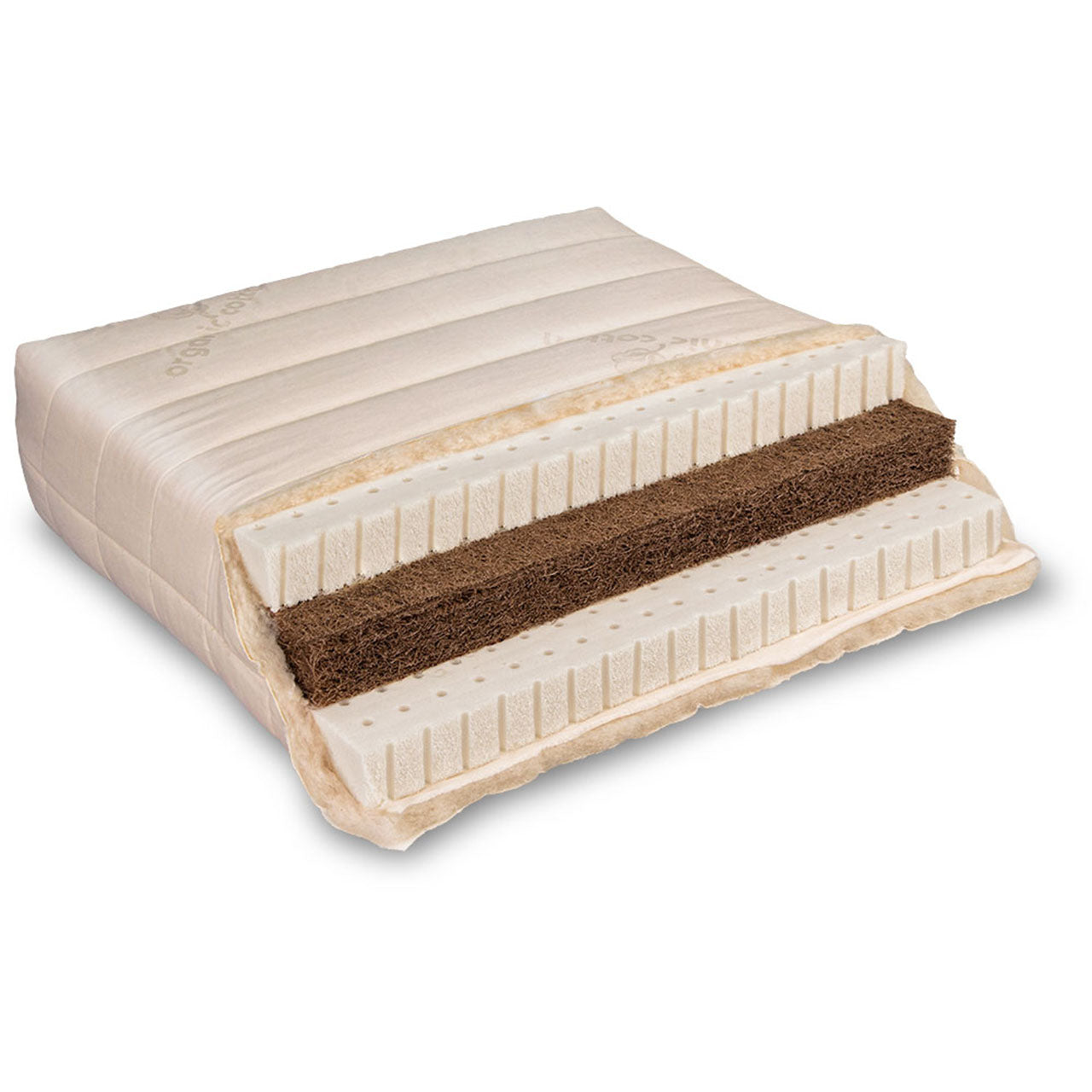 Baumberger Varia Lana Sandwich Naturlatex / Kokosfaser Öko Matratze mit Bio Baumwolle / Bio Schafwolle Bezug