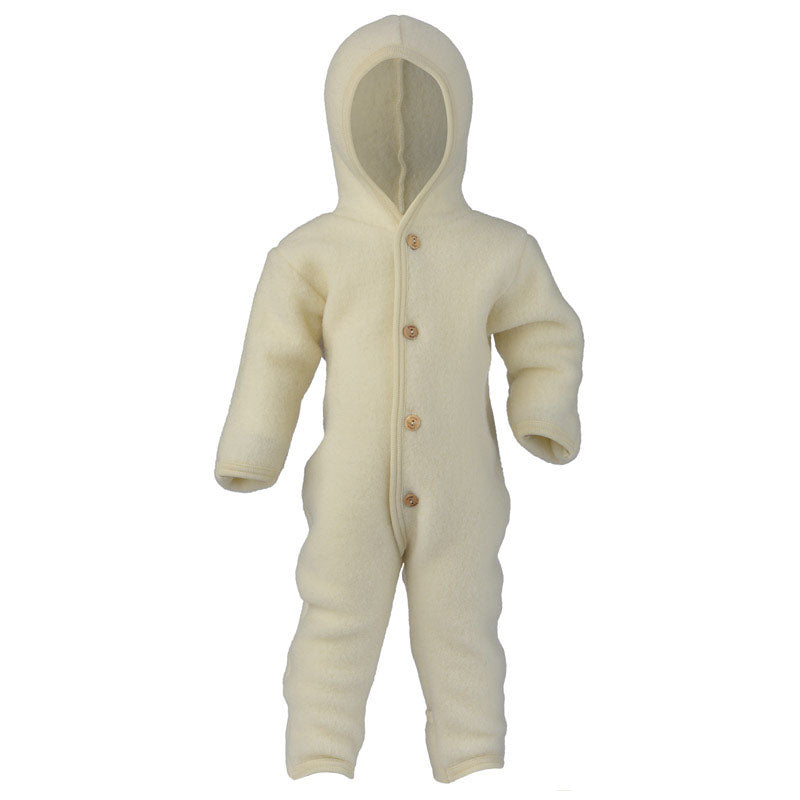 Engel Baby Overall mit Kapuze und Knöpfen aus Schurwolle / Fleece