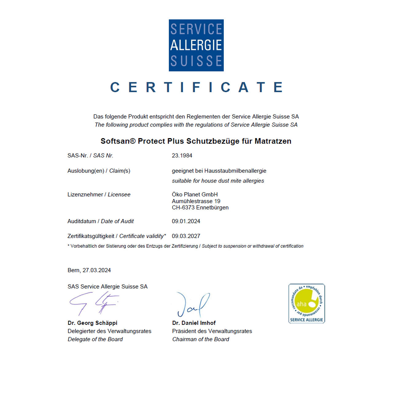 Softsan® Anti Milben Encasing für Matratzen | Schutzbezug für Allergiker