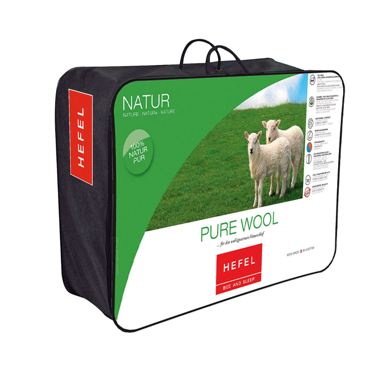 Hefel Pure Wool Ganzjahres-Bettdecke mit Schafschurwolle-Füllung