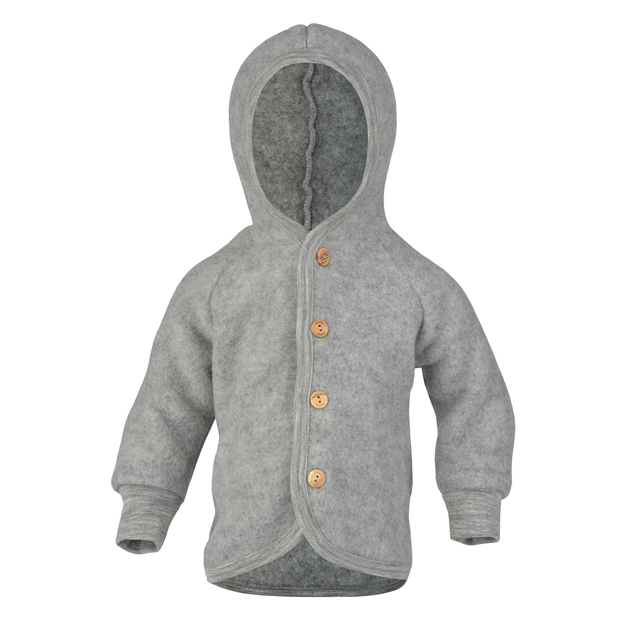 Engel Baby Jacke mit Kapuze und Knöpfen aus Schurwolle / Fleece