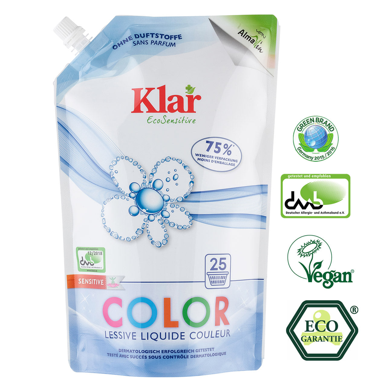 Klar Waschmittel Eco Senstiv flüssig Color Nachfüllpack