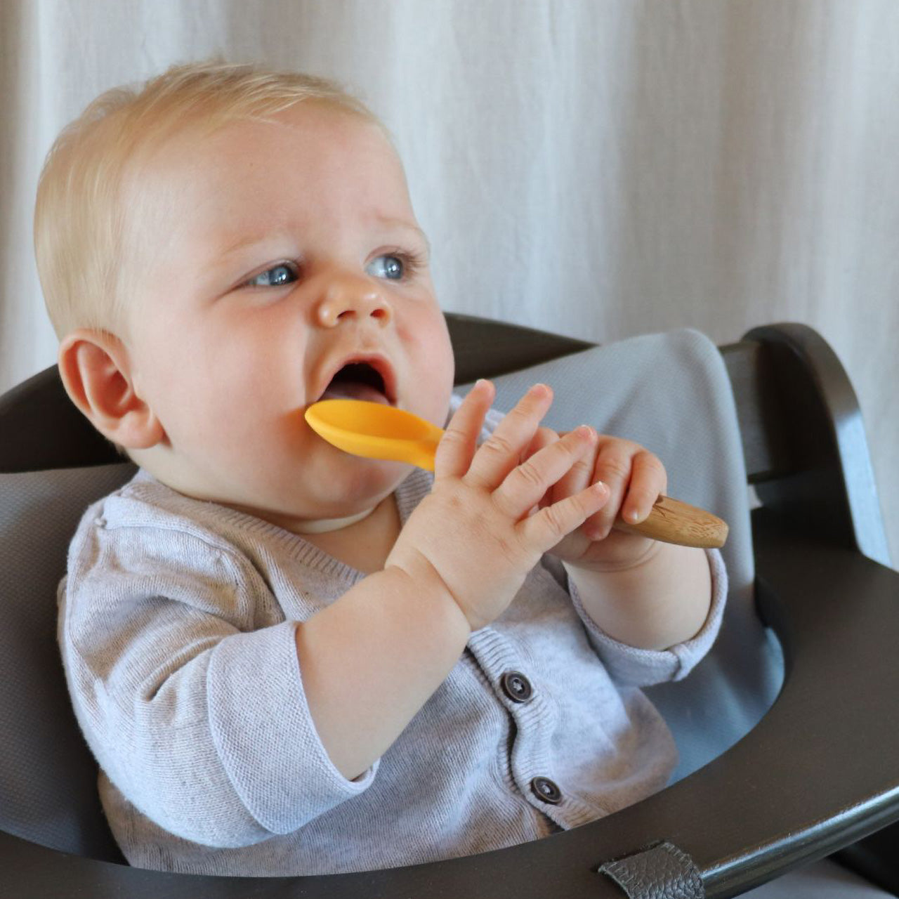Pandoo Kinderlöffel Set aus Bambus / Silikon, 5 Stück