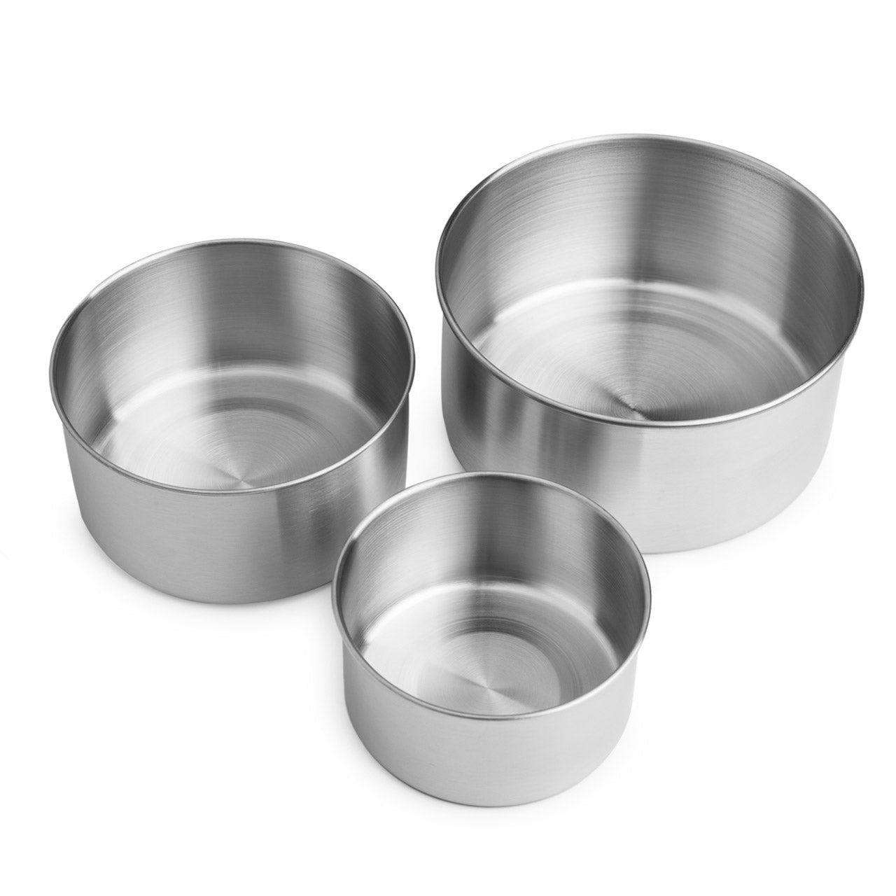 Brotzeit runde Edelstahl-Dosen Dreierlei, 3er Set mit Silikon-Deckel