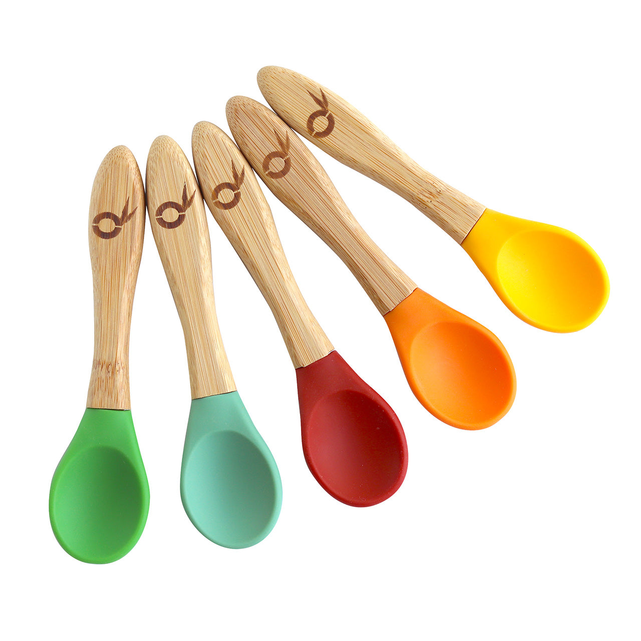 Pandoo Kinderlöffel Set aus Bambus / Silikon, 5 Stück