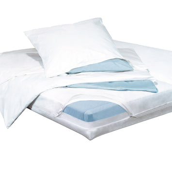 Softsan Protect Plus Encasing Set mit Matratzen-, Kissen- und Bettdeckenbezug, teils geöffnet