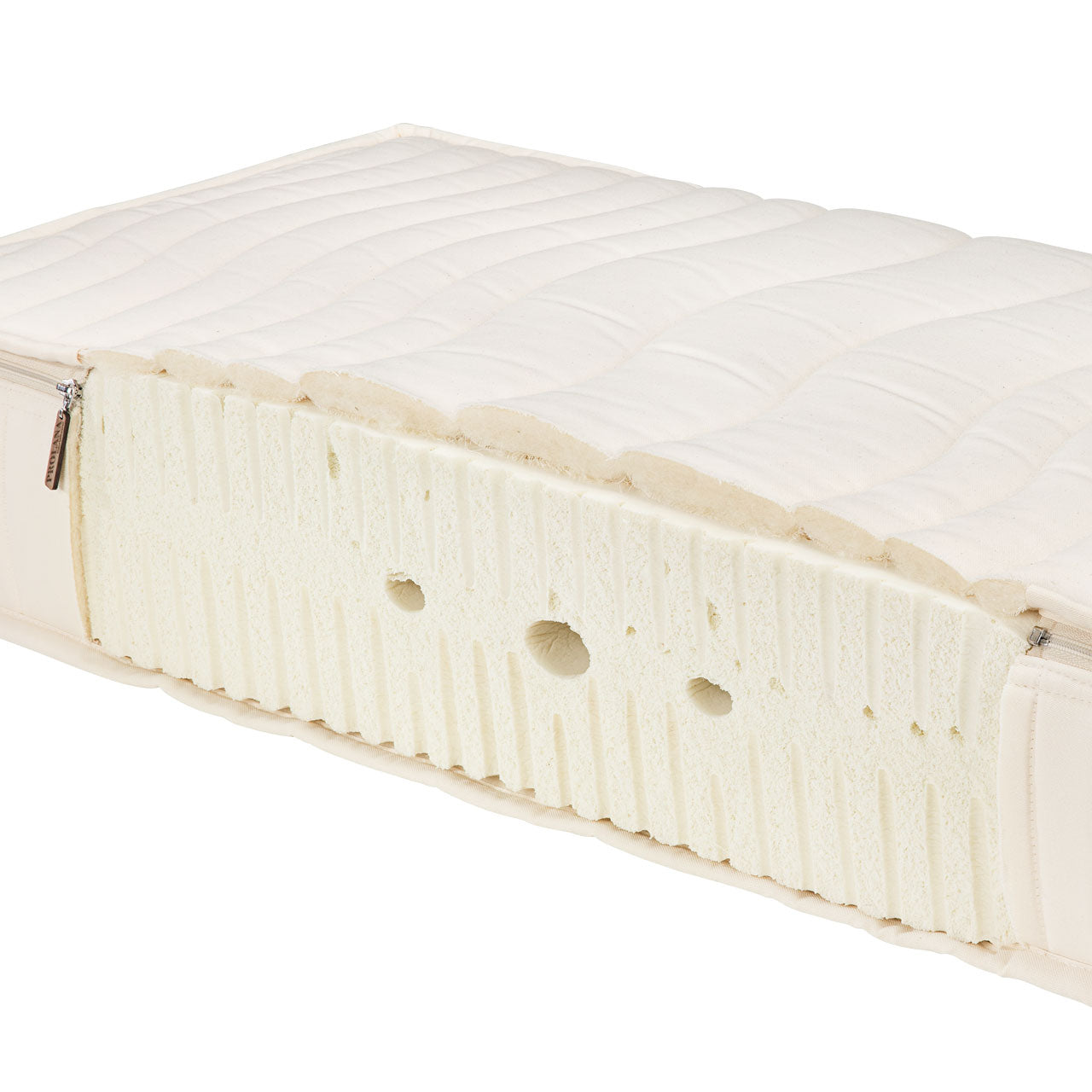 Prolana Schlaf-Line MITTEL Naturlatex Öko Matratze mit Bio Baumwolle / Schurwolle Bezug