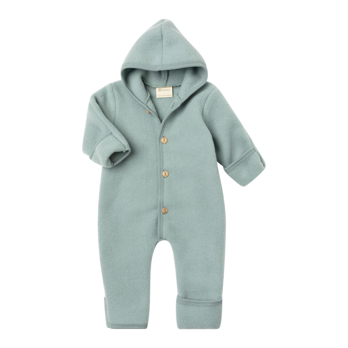 Engel Baby Overall mit Kapuze und Knöpfen aus Schurwolle / Fleece