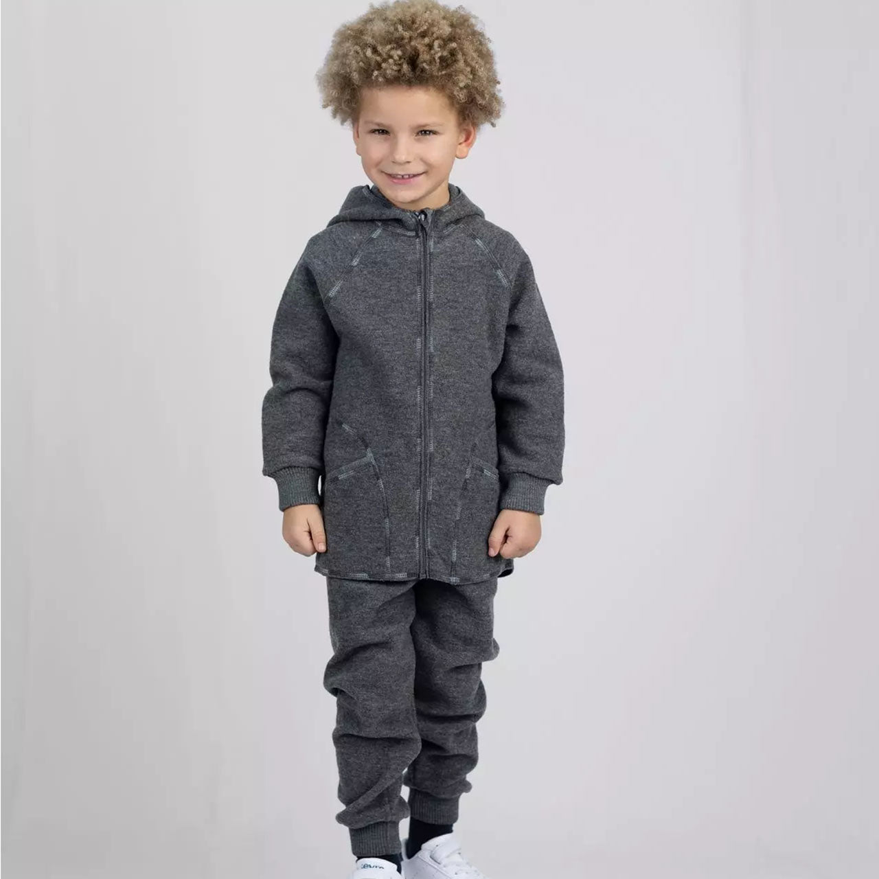 Engel Baby Jacke mit Kapuze und Reißverschluss aus Merinoschurwolle/Wollwalk