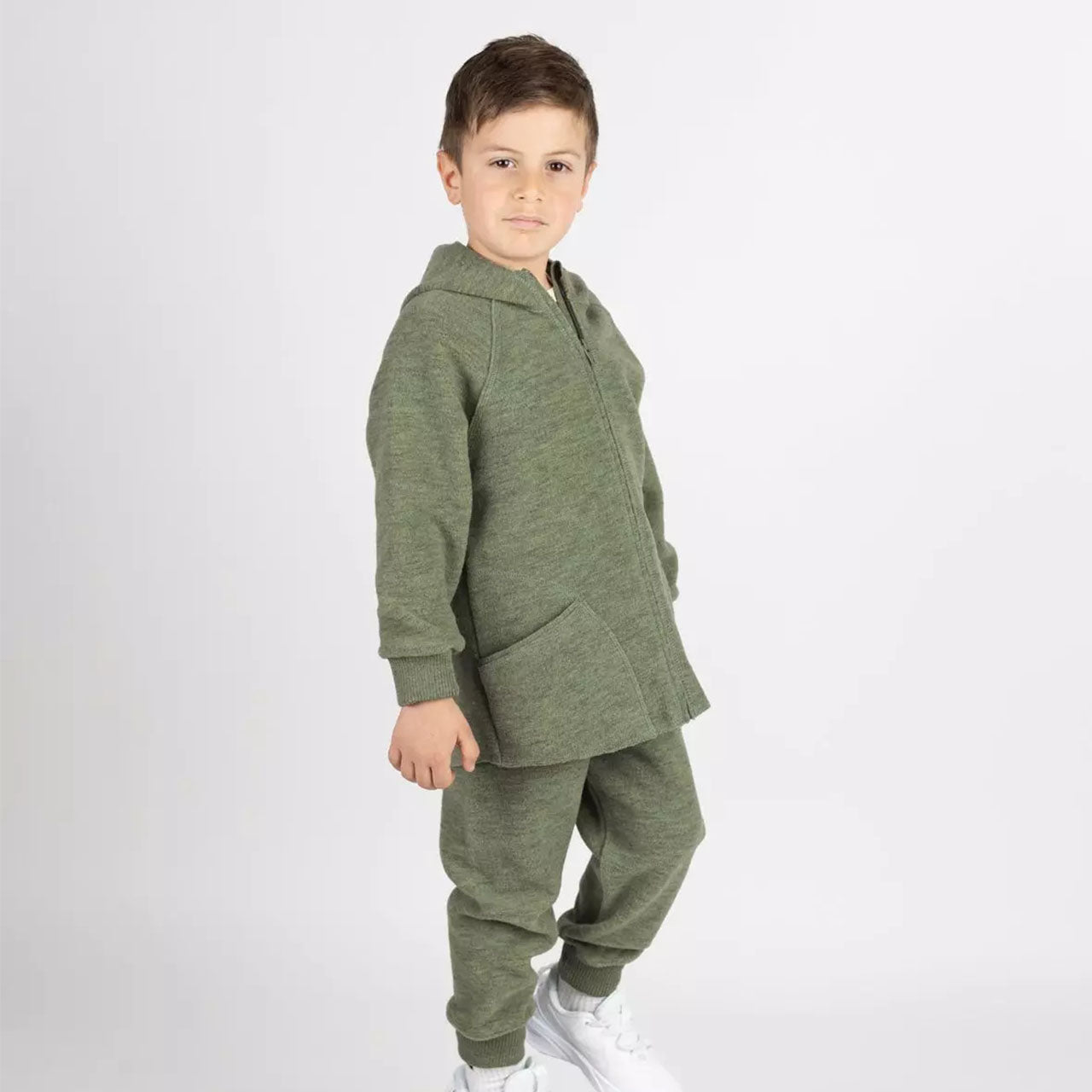 Engel Baby Jacke mit Kapuze und Reißverschluss aus Merinoschurwolle/Wollwalk
