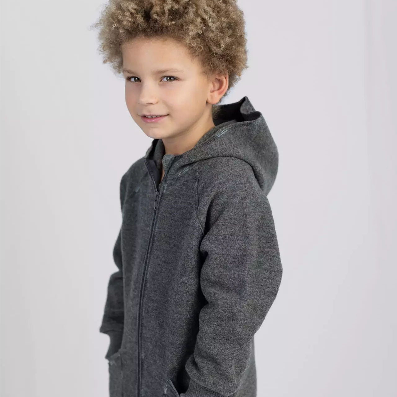 Engel Baby Jacke mit Kapuze und Reißverschluss aus Merinoschurwolle/Wollwalk