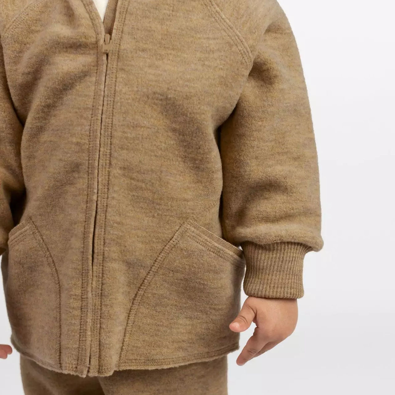 Engel Baby Jacke mit Kapuze und Reißverschluss aus Merinoschurwolle/Wollwalk