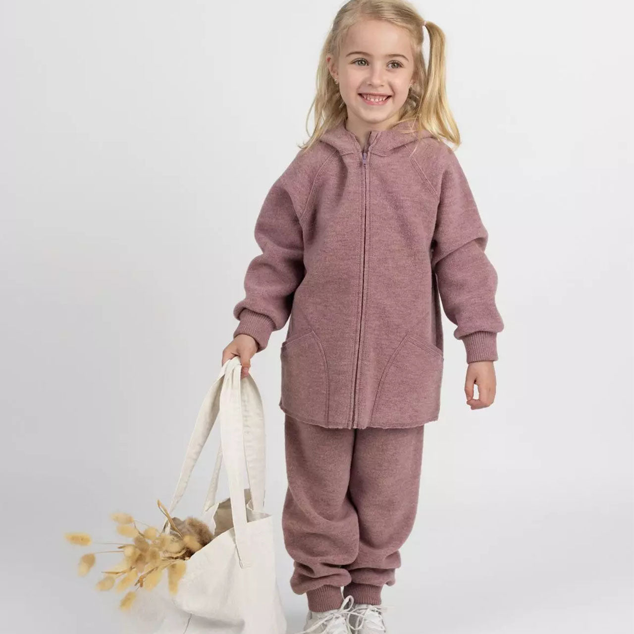 Engel Baby Jacke mit Kapuze und Reißverschluss aus Merinoschurwolle/Wollwalk