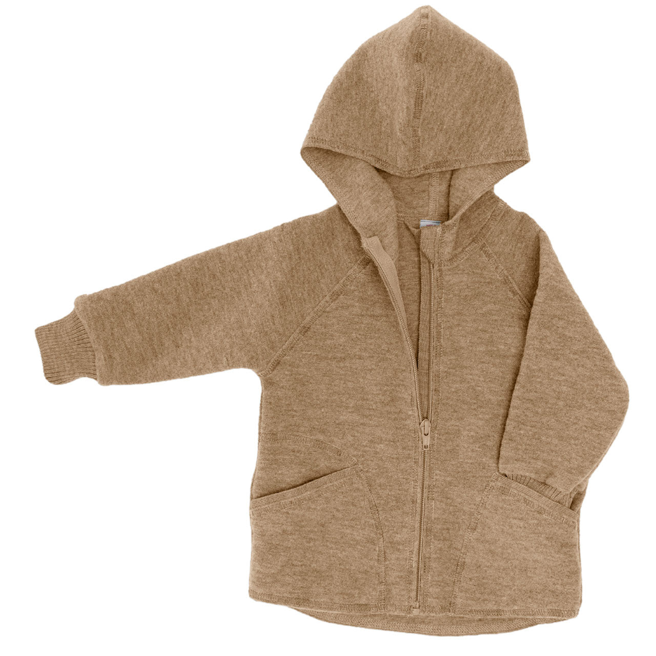 Engel Baby Jacke mit Kapuze und Reißverschluss aus Merinoschurwolle/Wollwalk