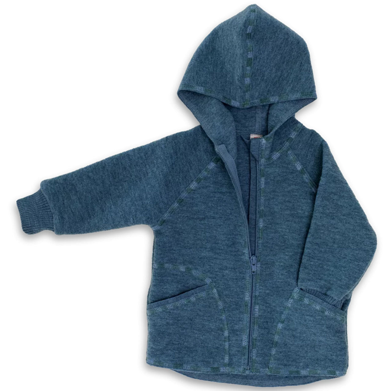 Engel Baby Jacke mit Kapuze und Reißverschluss aus Merinoschurwolle/Wollwalk