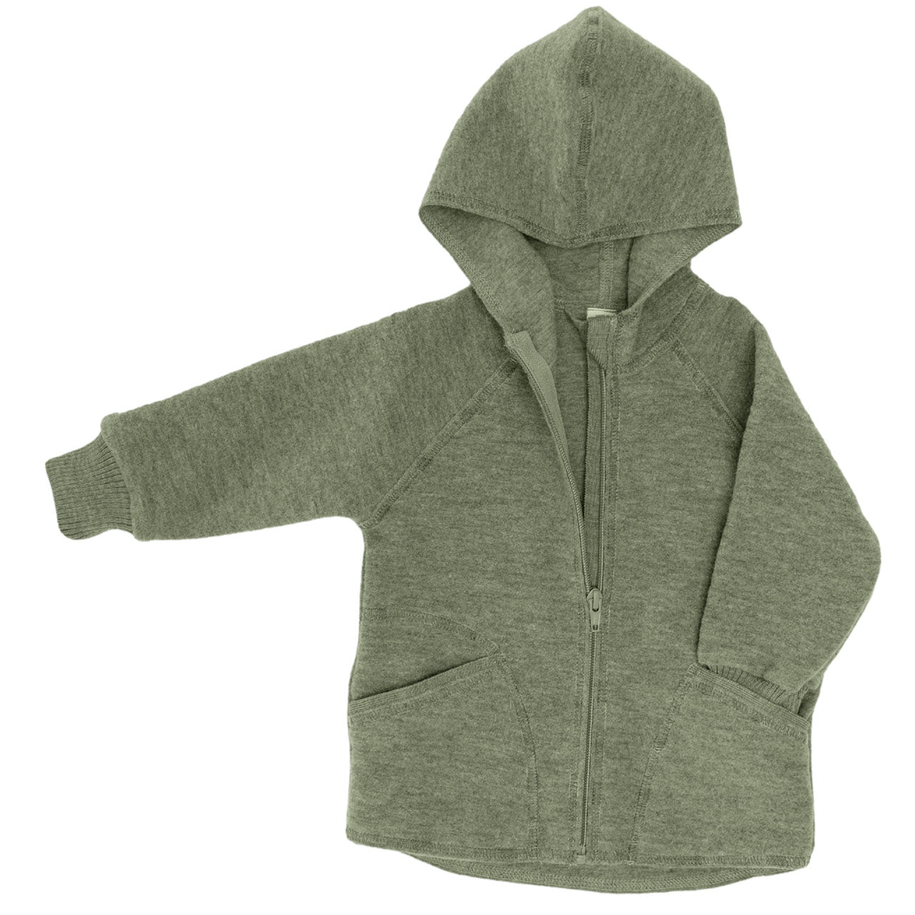 Engel Baby Jacke mit Kapuze und Reißverschluss aus Merinoschurwolle/Wollwalk