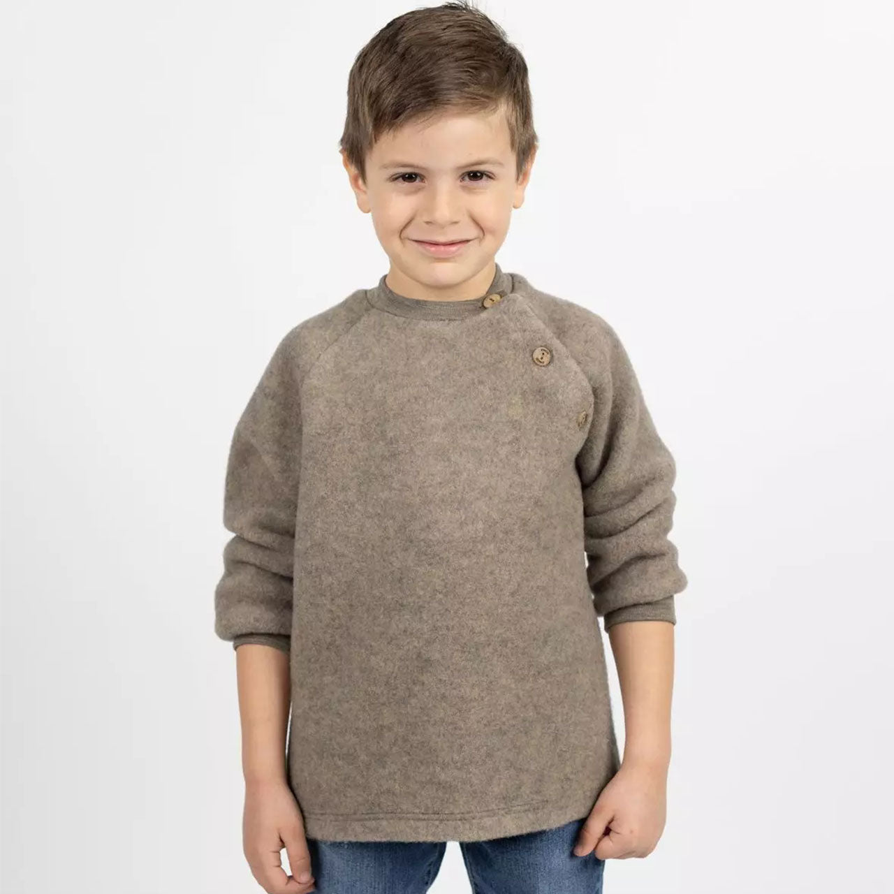 Engel Baby Pulli mit Knopfleiste aus Merinoschurwolle/Fleece