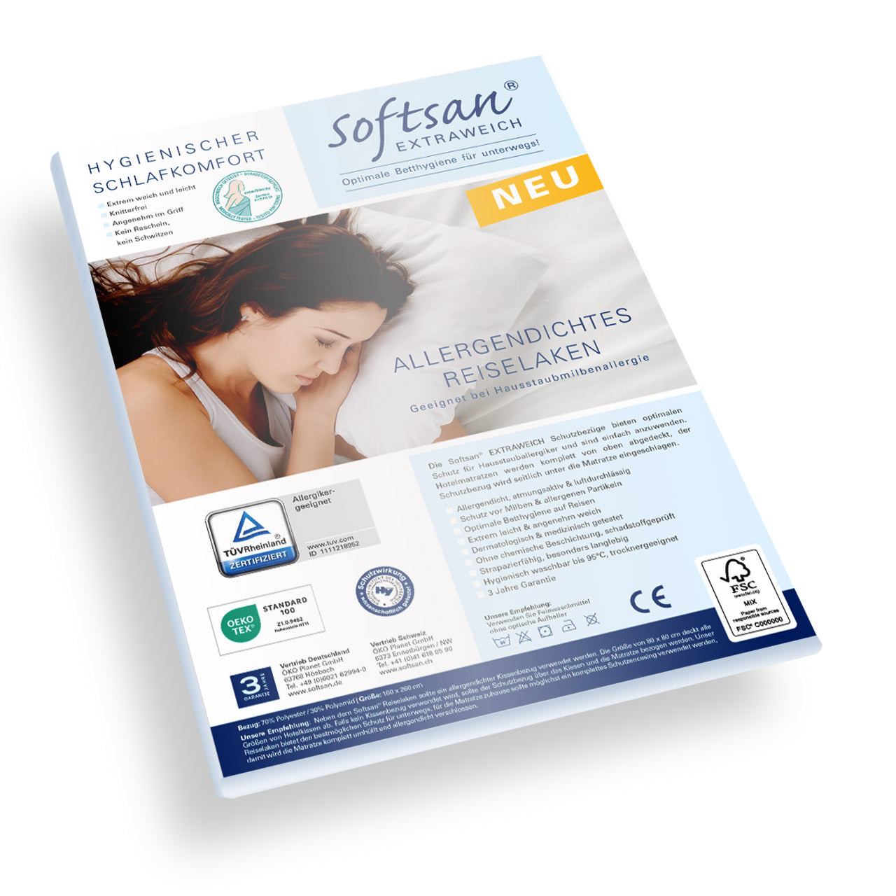 Softsan® Milbenschutz Reiselaken | Extraweich | für Allergiker