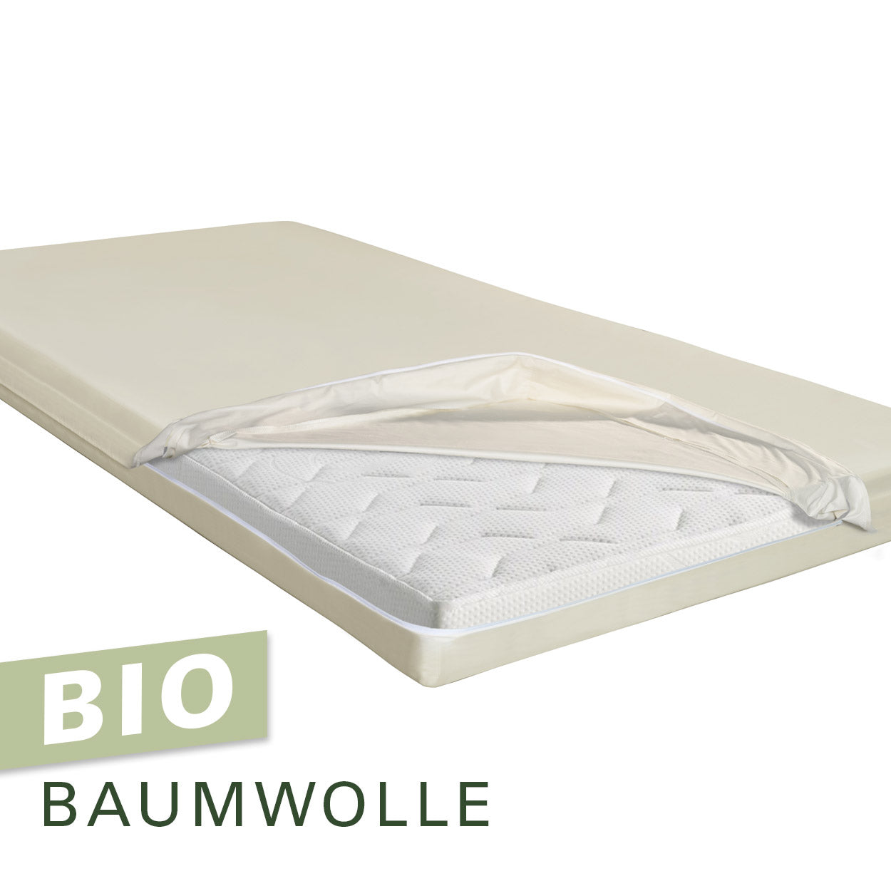 Softsan® Encasing für Boxspring Topper aus Bio Baumwolle | Schutzbezug für Allergiker