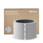 Blueair Blue Signature Ersatzfilter, gefalteter Rundfilter vor Verpackung mit „Genuine Filter“-Siegel