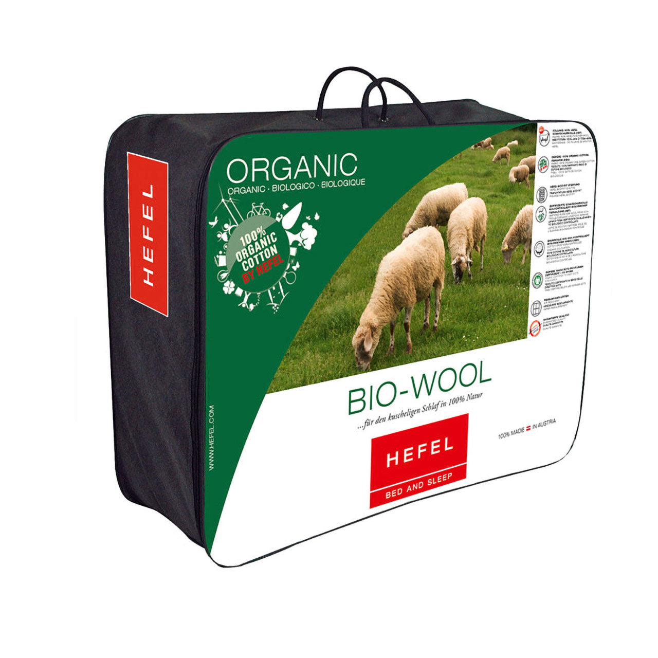 Hefel Bio-Wool Ganzjahres-Bettdecke mit Schafschurwolle-Füllung