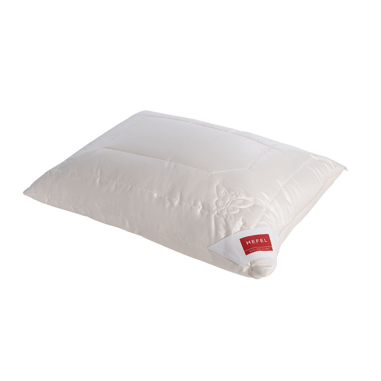 Hefel Pure Silk Kopfkissen mit PSE-Faserbällchen Füllung und Wildseide Bezug