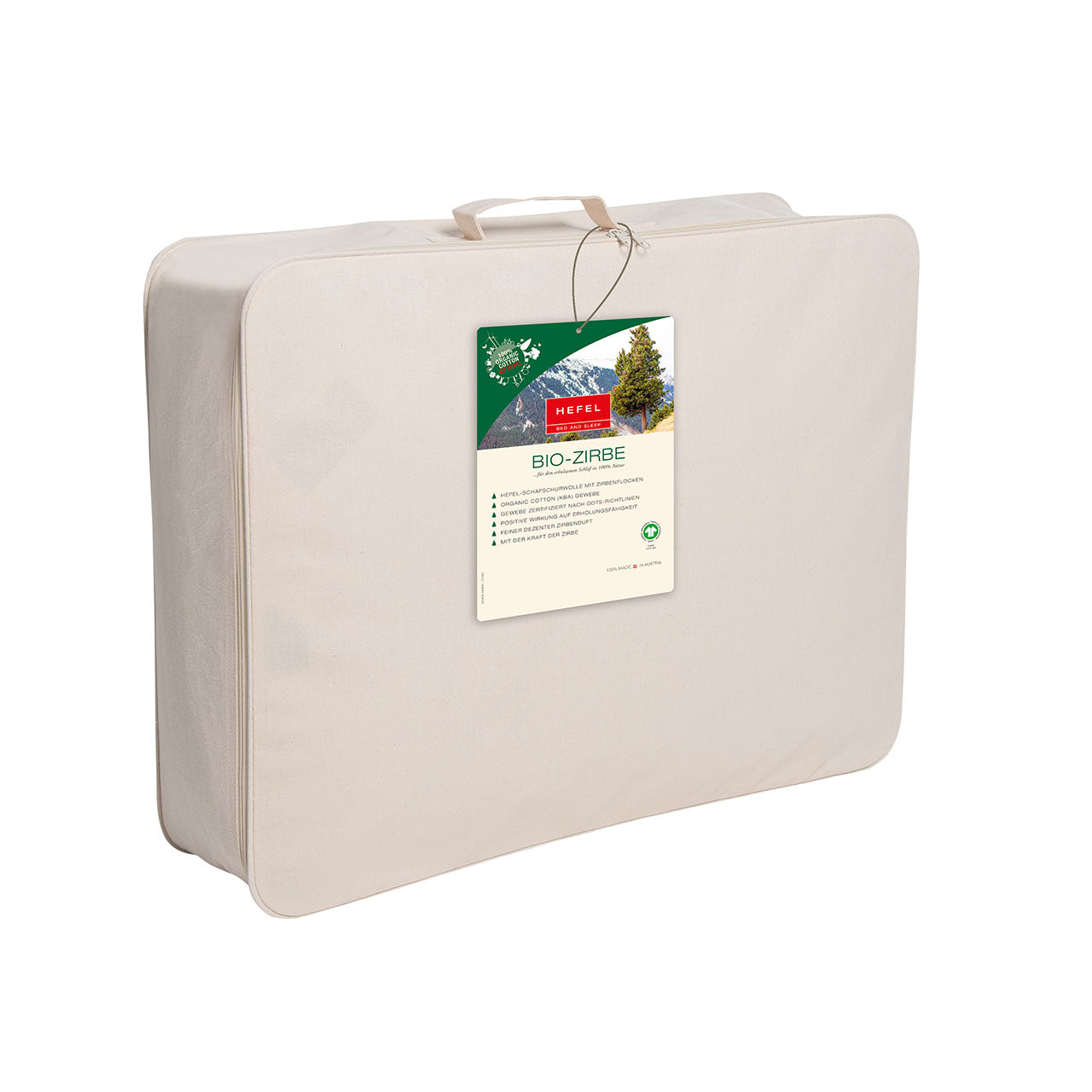 Hefel Bio Zirbe Ganzjahres-Bettdecke mit Schafschurwolle-Zirben-Füllung