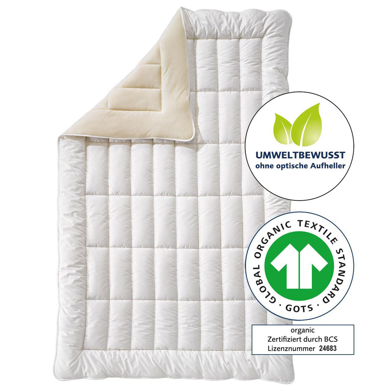 Billerbeck COSIDORM® Nature Uno Ganzjahres-Bettdecke mit Schafschurwolle-Füllung