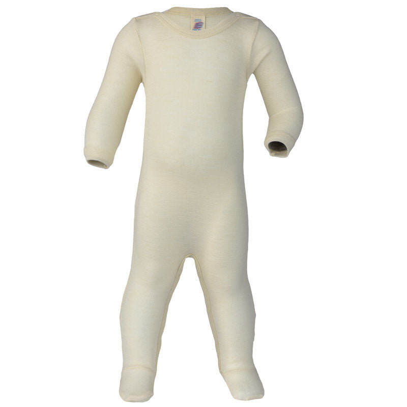 Engel Babyschlafanzug mit Fuß aus Bio Wolle / Seide