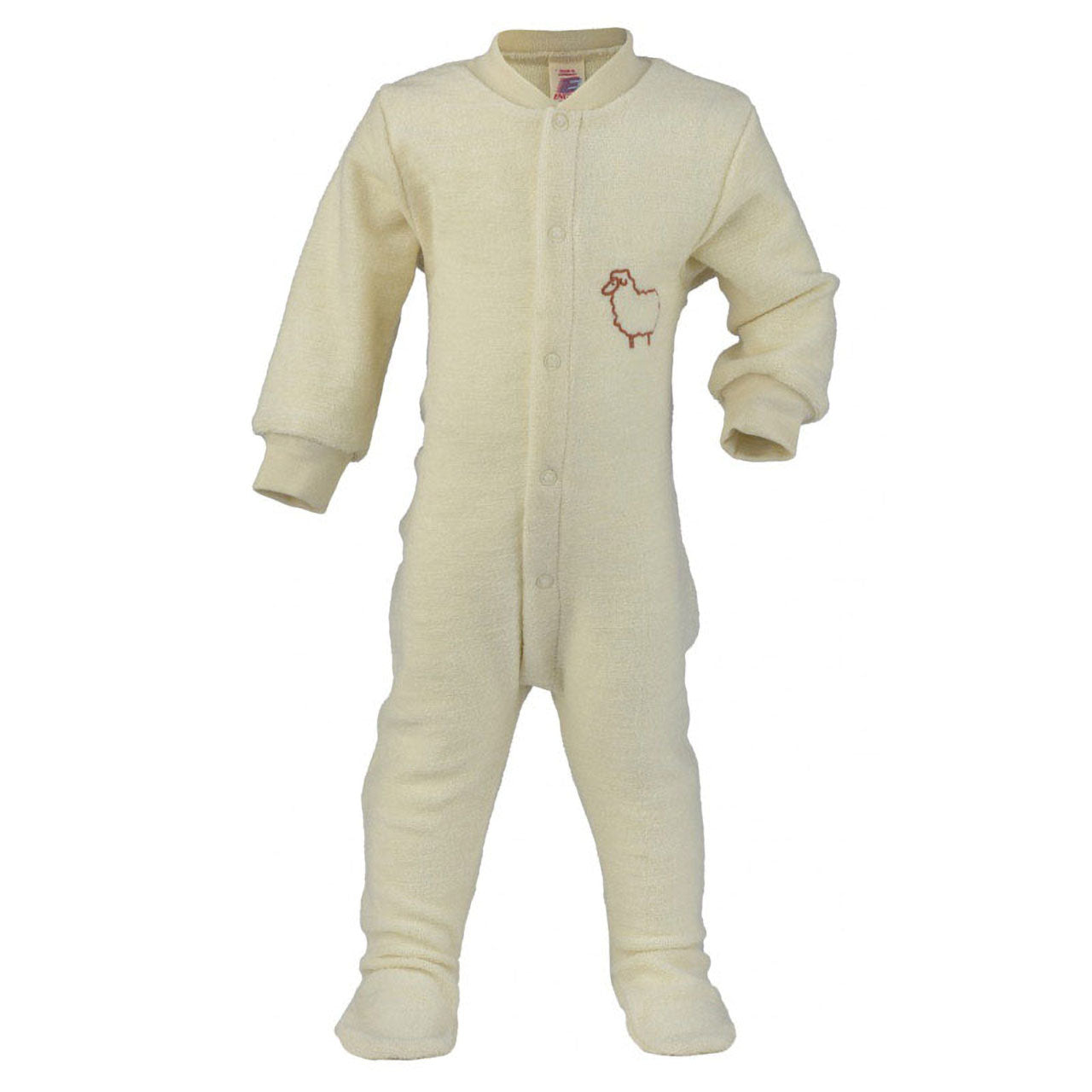 Engel Babyschlafanzug mit Fuß aus Bio Schurwoll-Frottee