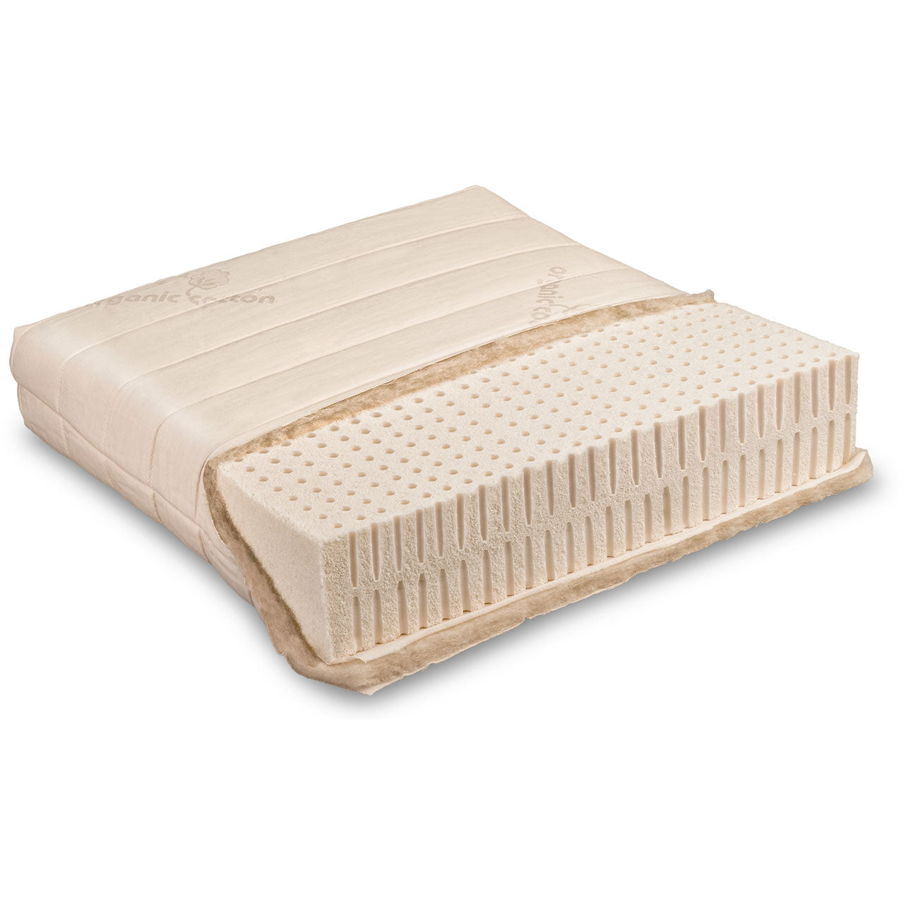 Baumberger Varia Lana Junior Naturlatex Öko Matratze mit Bio Baumwolle / Schurwolle Bezug