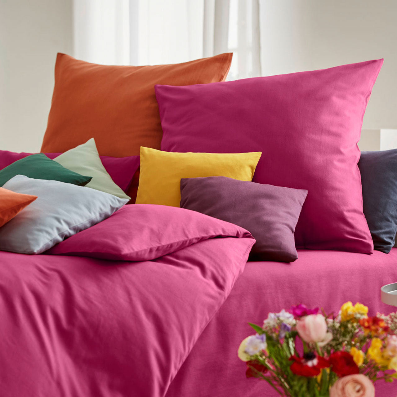 Cotonea Classic Bettwäsche Set aus Bio Baumwoll Satin