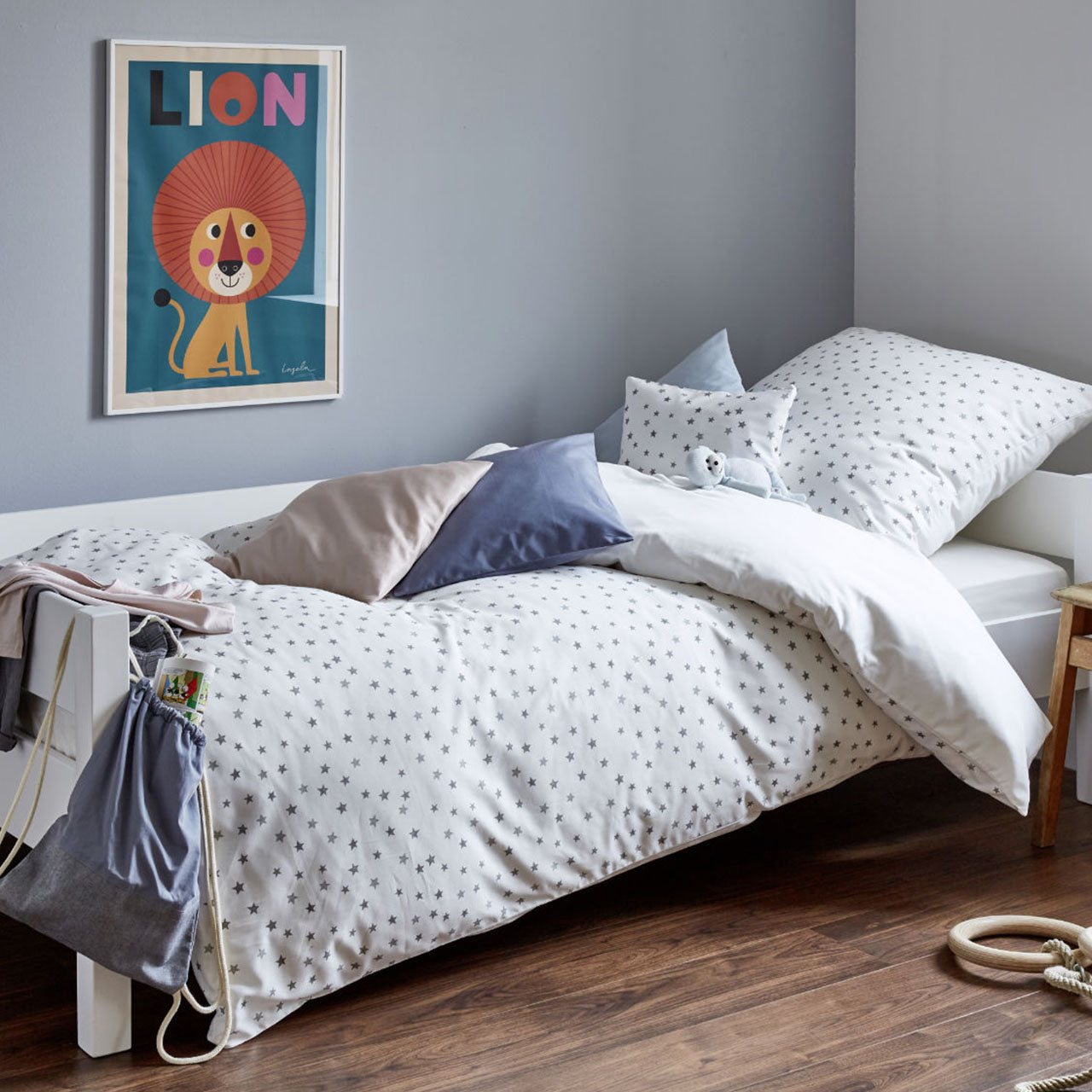 Cotonea Sternchen Kopfkissenbezug für Kinder aus Bio Baumwoll Satin