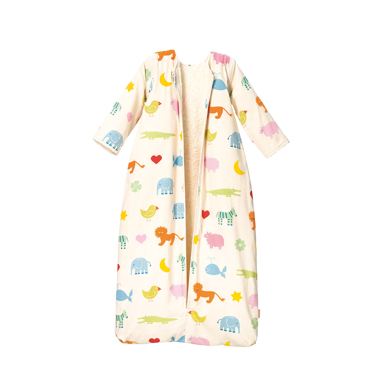 Cotonea Baby Langarm-Winterschlafsack aus Bio Baumwolle Satin & Teddy-Plüsch