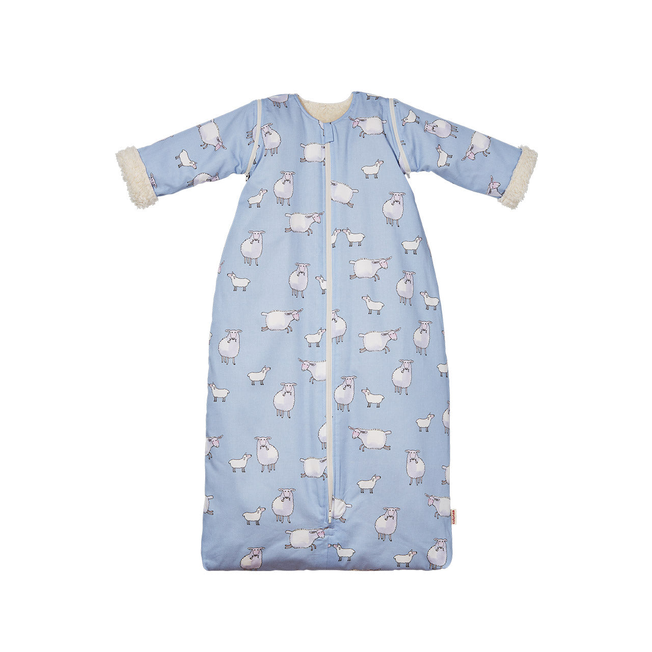 Cotonea Baby Langarm-Winterschlafsack aus Bio Baumwolle Satin & Teddy-Plüsch