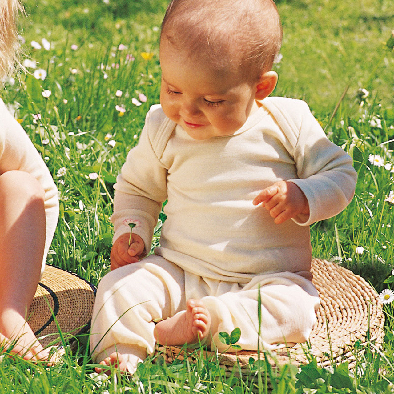 Engel Schlupf-Babyhose mit Bund aus Bio Wolle / Seide