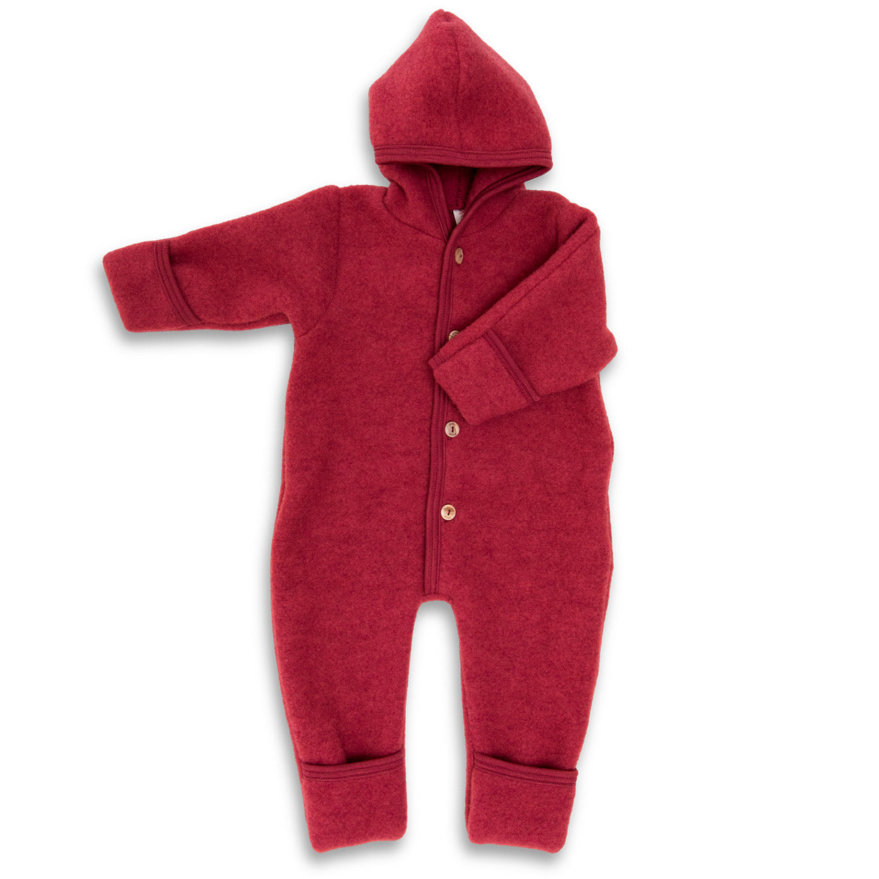 Engel Baby Overall mit Kapuze und Knöpfen aus Schurwolle / Fleece