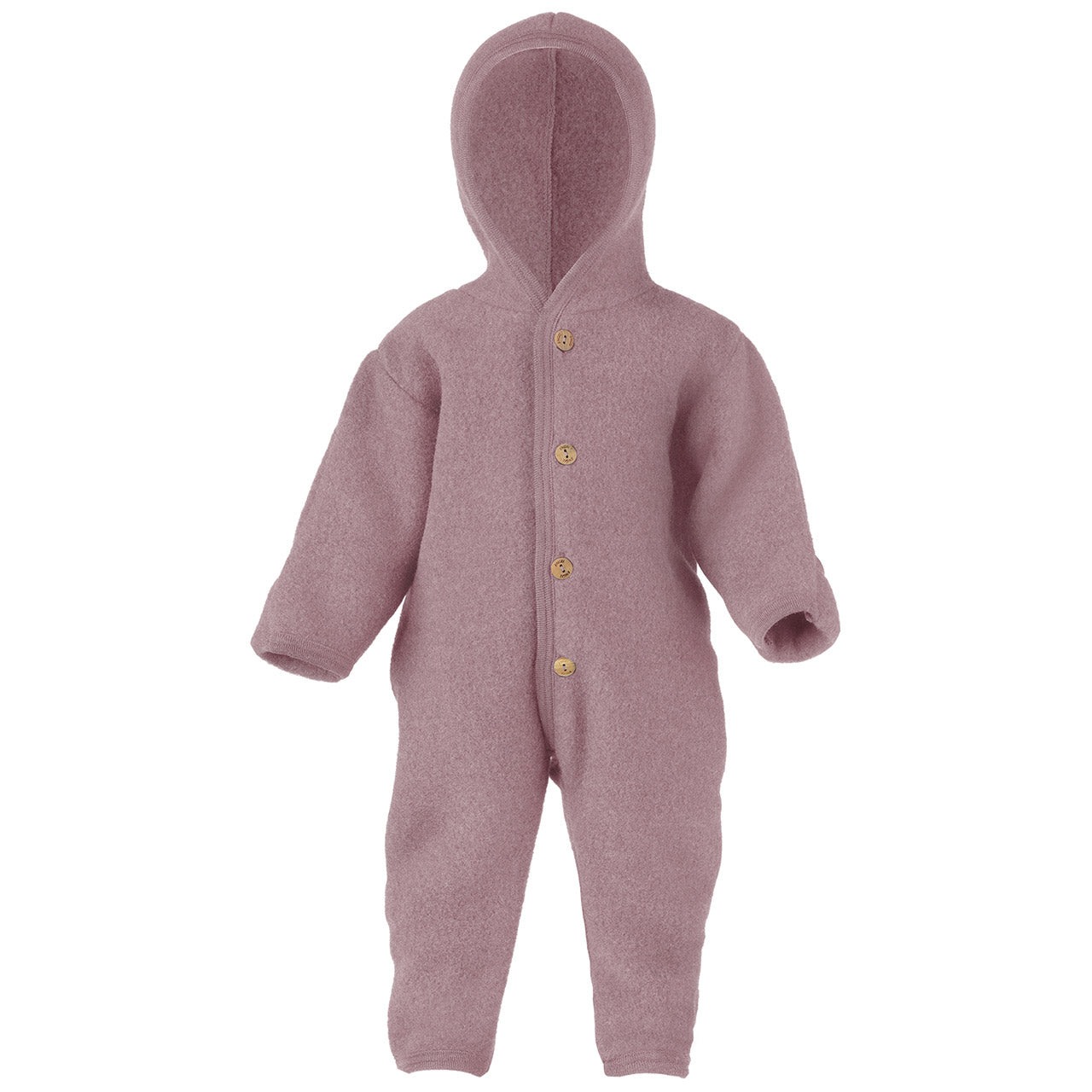 Engel Baby Overall mit Kapuze und Knöpfen aus Schurwolle / Fleece