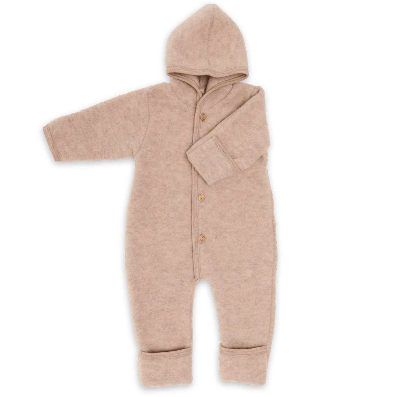 Engel Baby Overall mit Kapuze und Knöpfen aus Schurwolle / Fleece