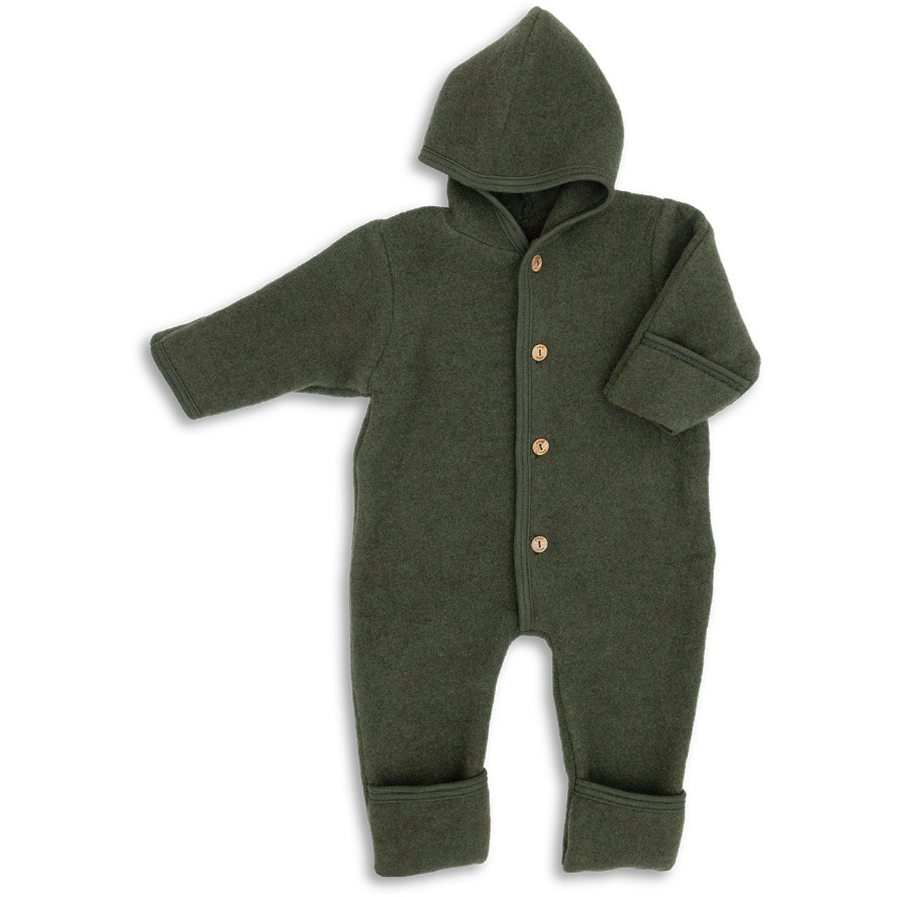 Engel Baby Overall mit Kapuze und Knöpfen aus Schurwolle / Fleece