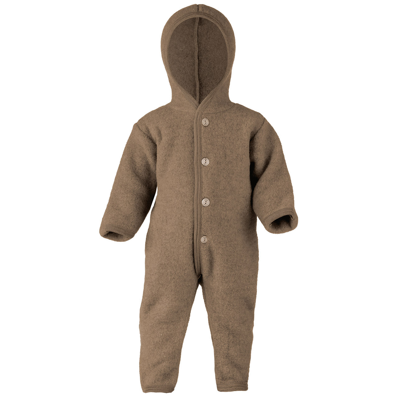 Engel Baby Overall mit Kapuze und Knöpfen aus Schurwolle / Fleece