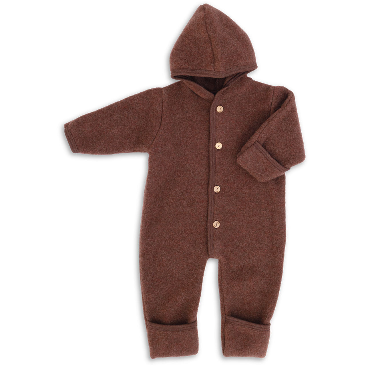 Engel Baby Overall mit Kapuze und Knöpfen aus Schurwolle / Fleece