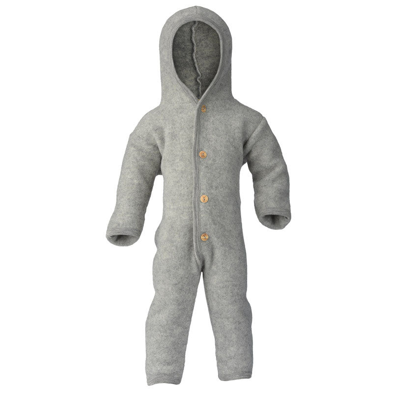 Engel Baby Overall mit Kapuze und Knöpfen aus Schurwolle / Fleece