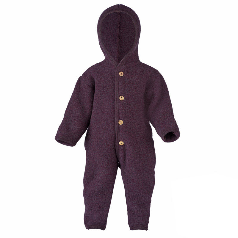 Engel Baby Overall mit Kapuze und Knöpfen aus Schurwolle / Fleece
