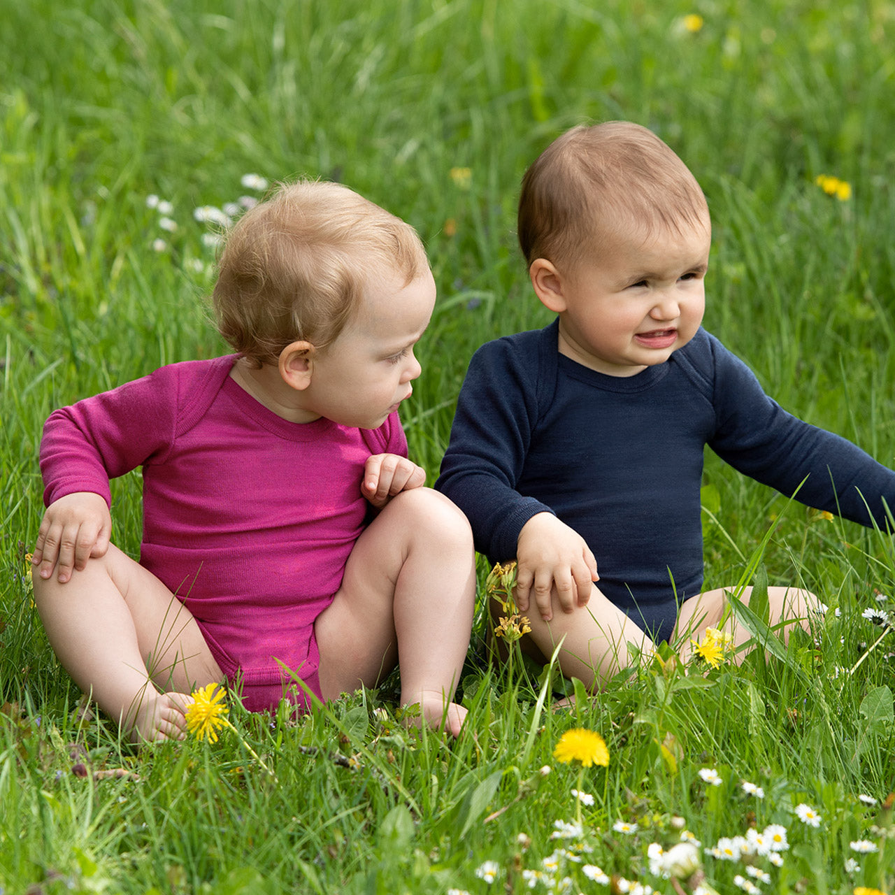 Engel Baby Langarm-Body aus Wolle / Seide