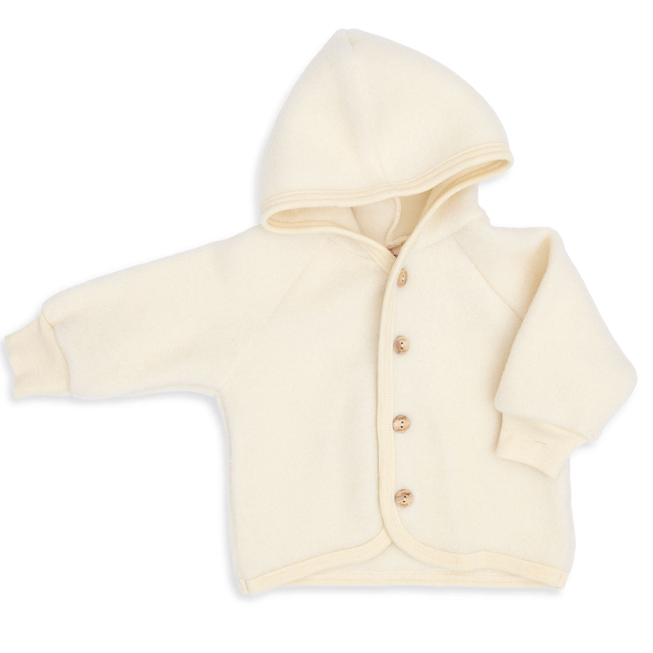 Engel Baby Jacke mit Kapuze und Knöpfen aus Schurwolle / Fleece