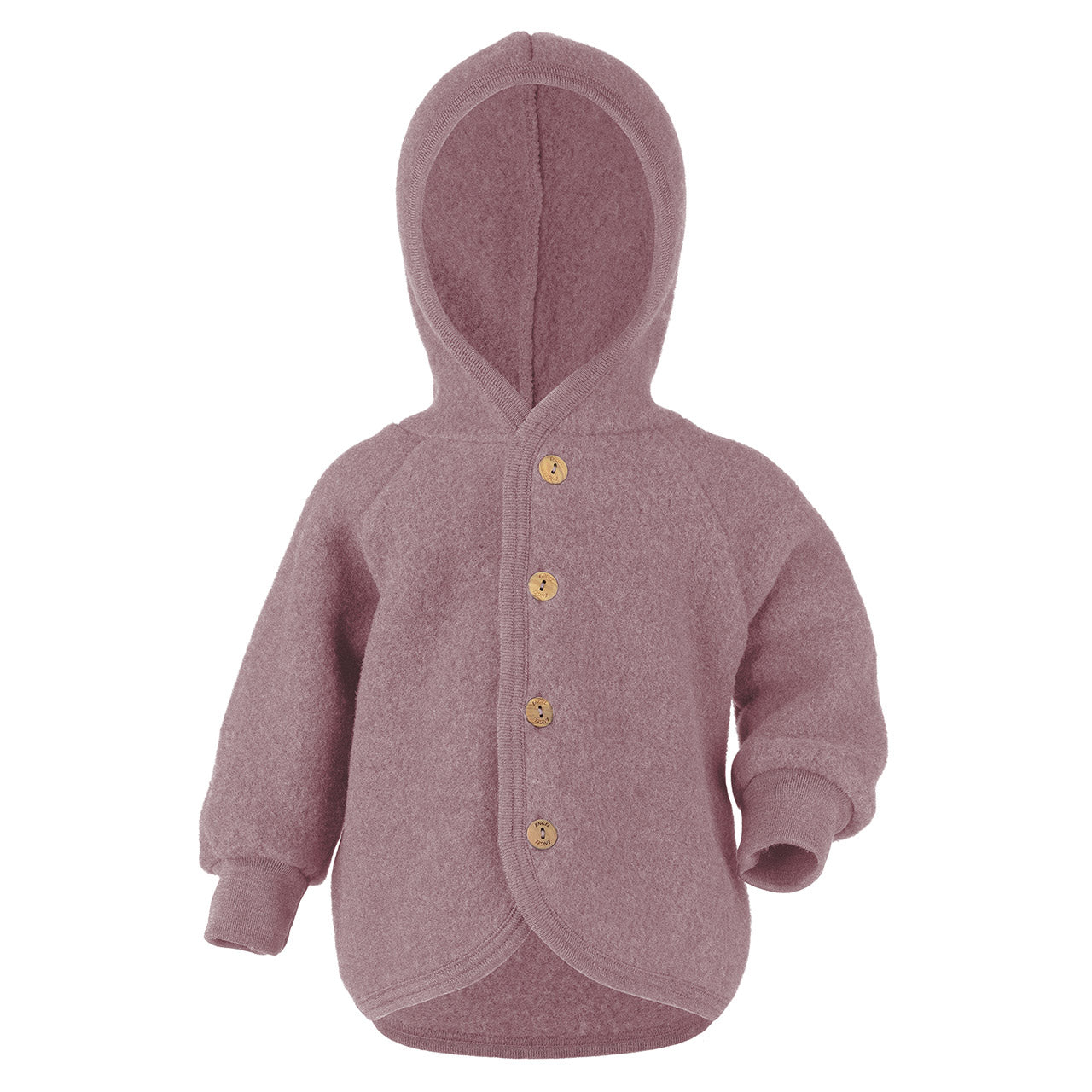 Engel Baby Jacke mit Kapuze und Knöpfen aus Schurwolle / Fleece