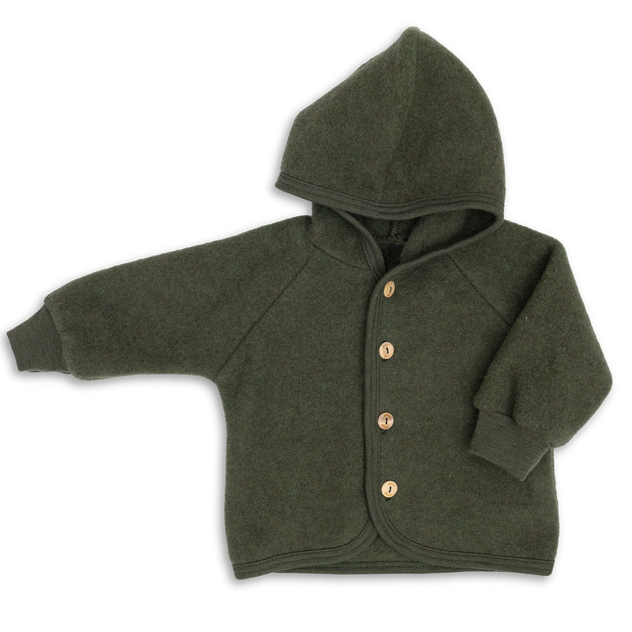 Engel Baby Jacke mit Kapuze und Knöpfen aus Schurwolle / Fleece