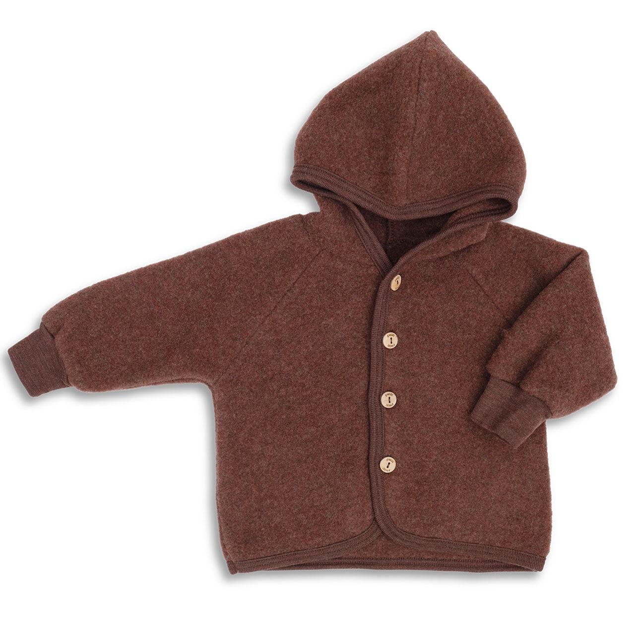 Engel Baby Jacke mit Kapuze und Knöpfen aus Schurwolle / Fleece