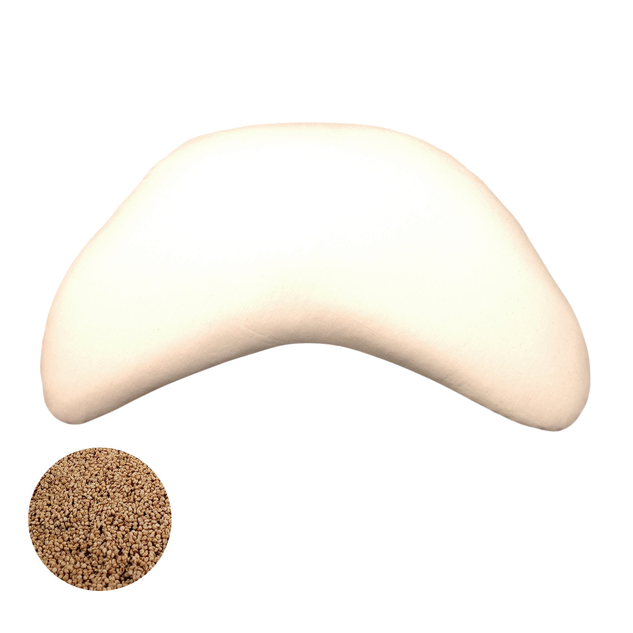 Speltex Halbmond Meditationskissen mit Bio Hirseschalen Füllung